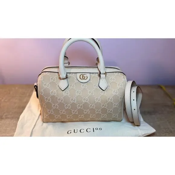Gucci Pink Denim Boston Crossbody Bag - Picture 1 of 3